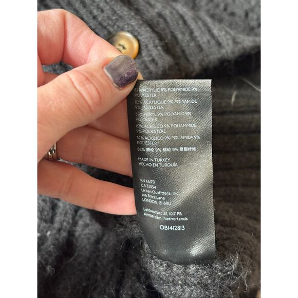 Anthropologie Classic Pointelle Cardigan size Small S Black Cable Knit Button Fr - Picture 11 of 11